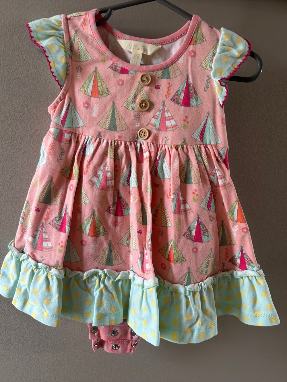 Matilda Jane Pink Teepee Print Flutter Romper